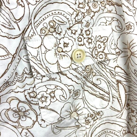 Eddie Bauer Womens 4 White Brown Cotton Linen Blend A-Line Floral Y2K Mini Skirt - Picture 5 of 6